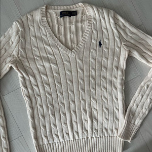 폴로 브이넥 케이블 니트 아이보리 xs 이미지