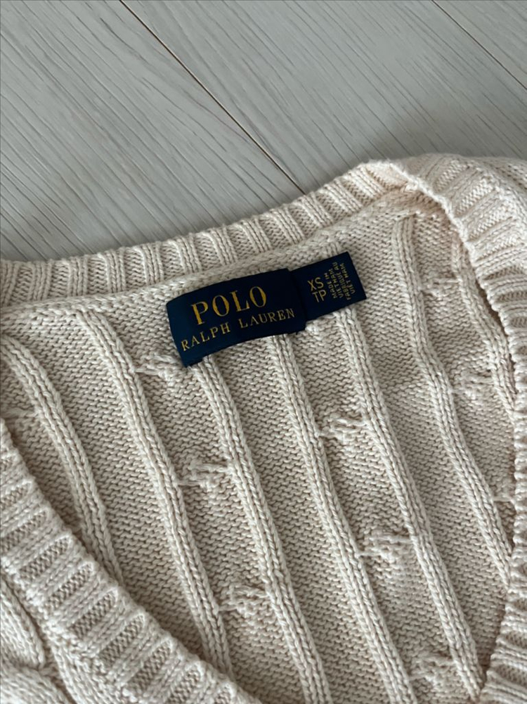 폴로 브이넥 케이블 니트 아이보리 xs 이미지