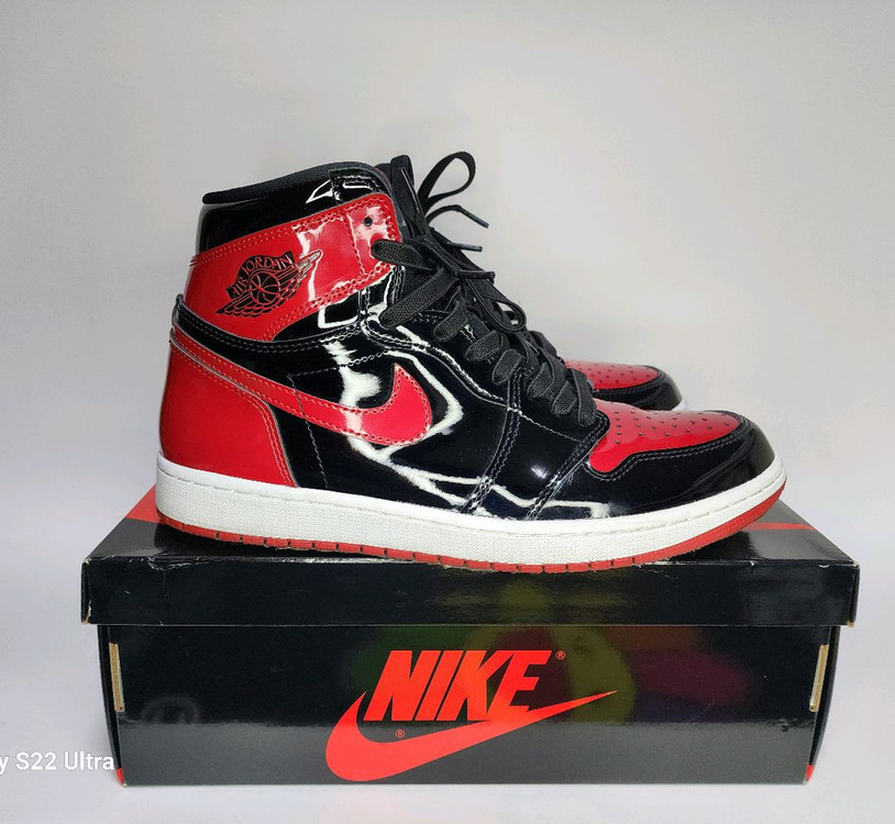나이키 에어 조던 1 하이 OG 페이턴트 브레드입니다 275mm--2