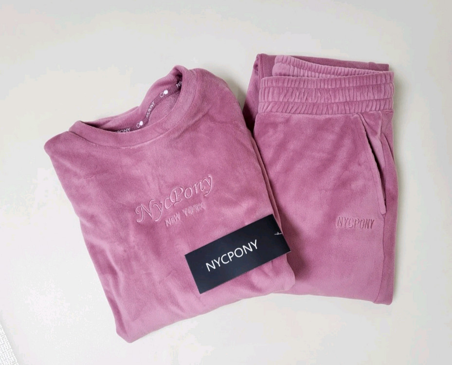 새제품 NYCPONY 핑크or블랙 벨로아 트레이닝복--1
