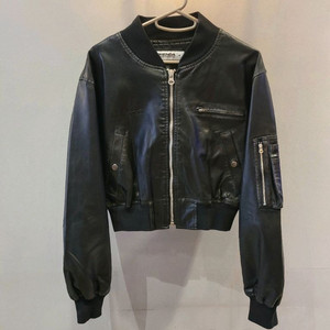 여성)블랙 레더 크롭 봄버 자켓(새상품 S)