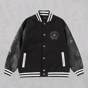 크롬하츠 크로스 레더 홀스슈 바시티 자켓