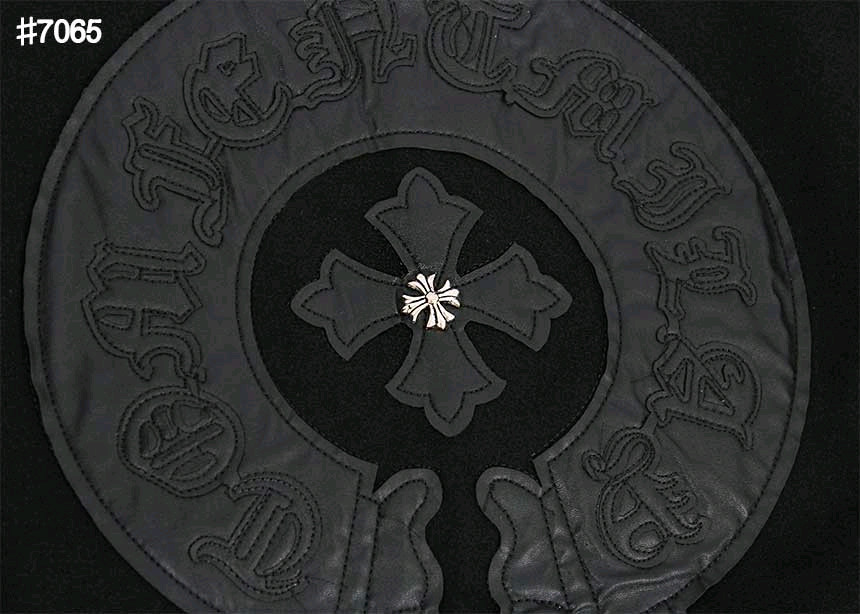 크롬하츠 크로스 레더 홀스슈 바시티 자켓--2