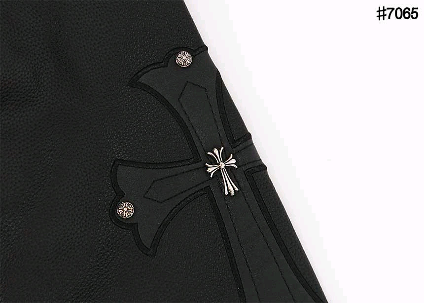 크롬하츠 크로스 레더 홀스슈 바시티 자켓--6