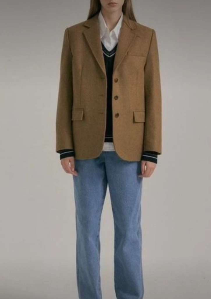 hacer 아쎄르 콜린자켓 베이지S 새상품 colin jacket(Fabric by MOON) 아브라함문자켓 문달 이미지