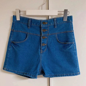 단추 하이웨스트 중청 반바지 핫팬츠