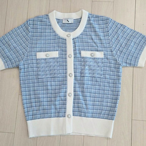 210에디트 여성 트위드 반팔니트 가디건 55사이즈 이미지