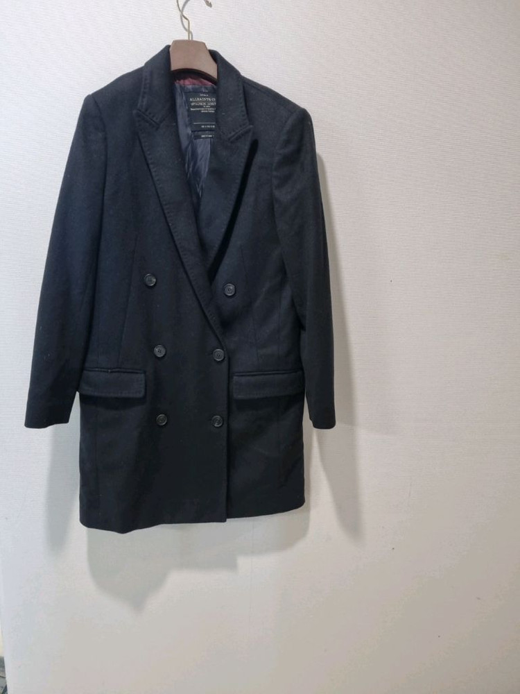 올세인츠 블랙 캐시미어 더블 코트--2