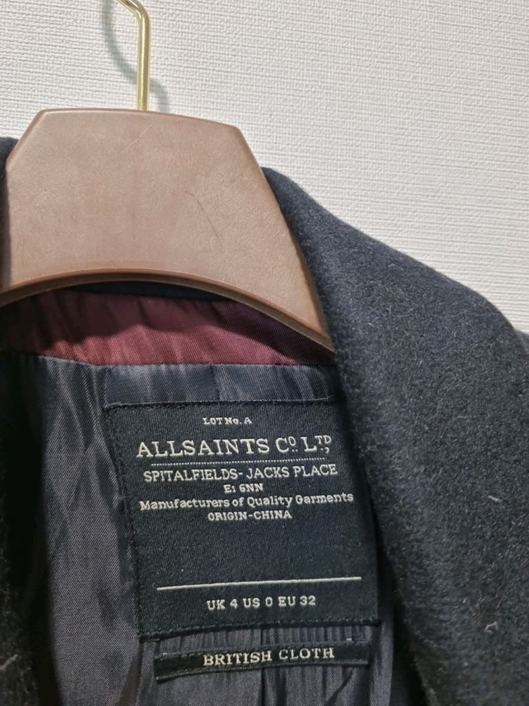 올세인츠 블랙 캐시미어 더블 코트--3