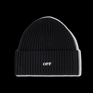 OMLC030C99KNI0021001 오프화이트 남성 오프 스탬프 루즈 니트 비니 블랙 이미지