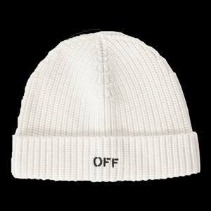 OMLC030S25KNI0010B10 오프화이트 남성 오프 스탬프 루즈 니트 비니 화이트 이미지