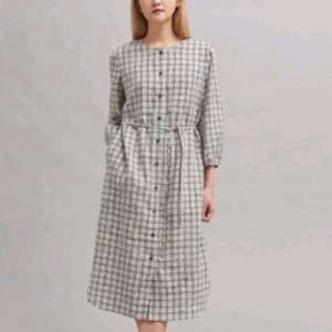 빈폴레이디스 리넨 모노체크 밸티드 원피스 90 이미지