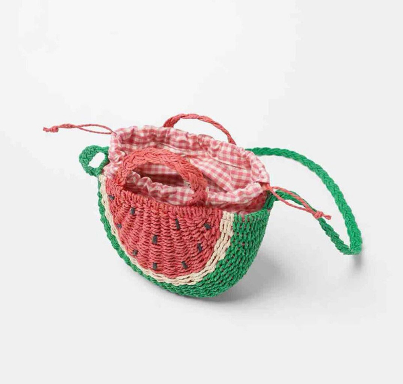 [새상품] 자라 키즈 수박 라탄 크로스백 가방 이미지