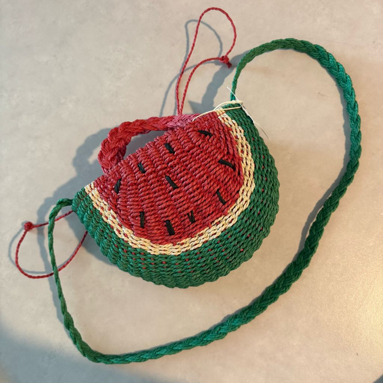 [새상품] 자라 키즈 수박 라탄 크로스백 가방 이미지