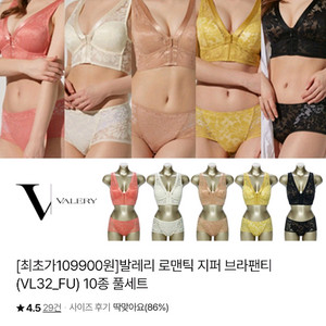 10종 발레리 로맨틱 지퍼 브래지어,보정팬티 75B,90S 이미지