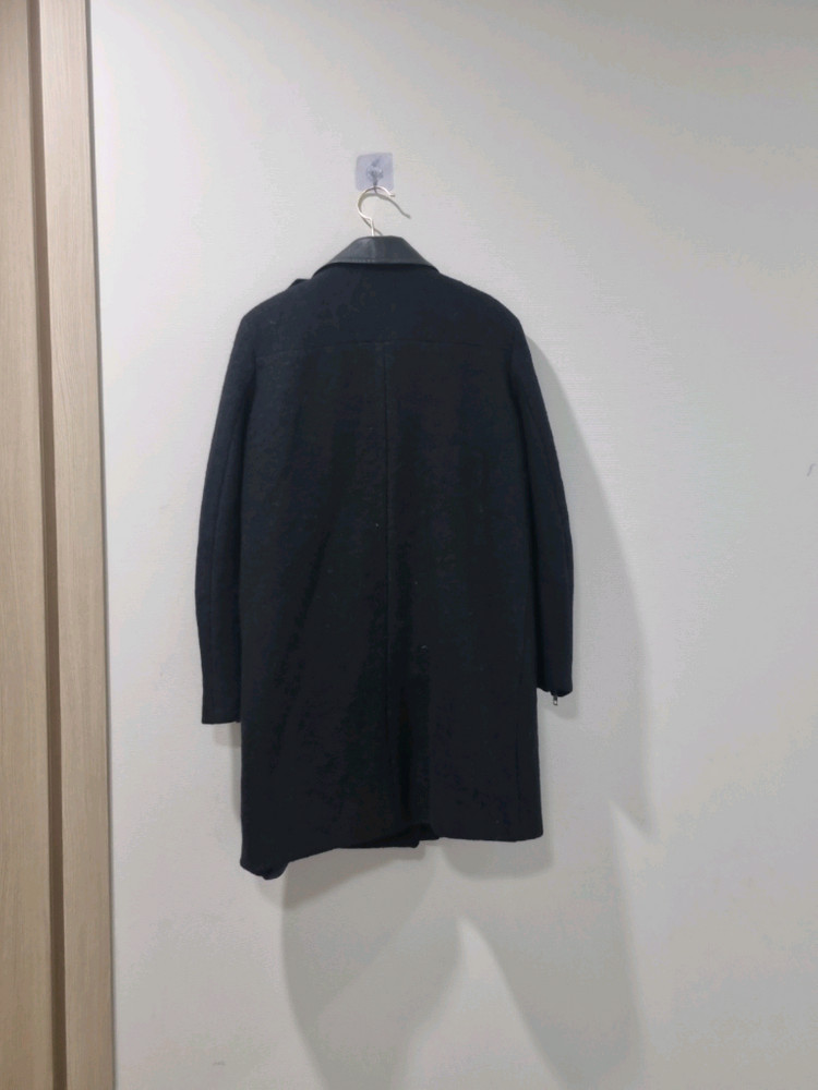 산드로 블랙 울 가죽 코트 36--4