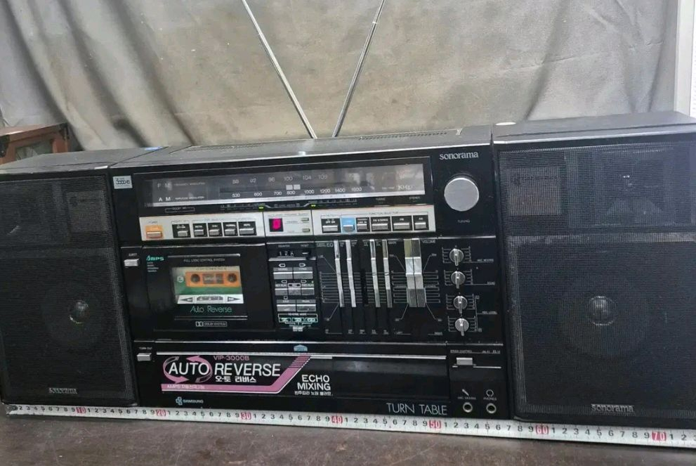 [추억의레트로 정상동작품] 삼성 소노라마 FM/카세트(오토리버스)/턴테이블 3콤보 붐박스 이미지
