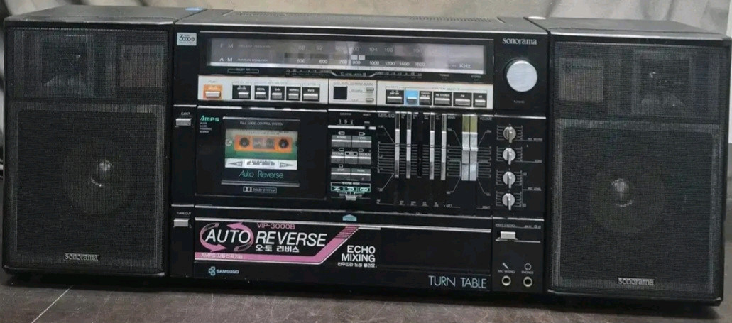 [추억의레트로 정상동작품] 삼성 소노라마 FM/카세트(오토리버스)/턴테이블 3콤보 붐박스 이미지