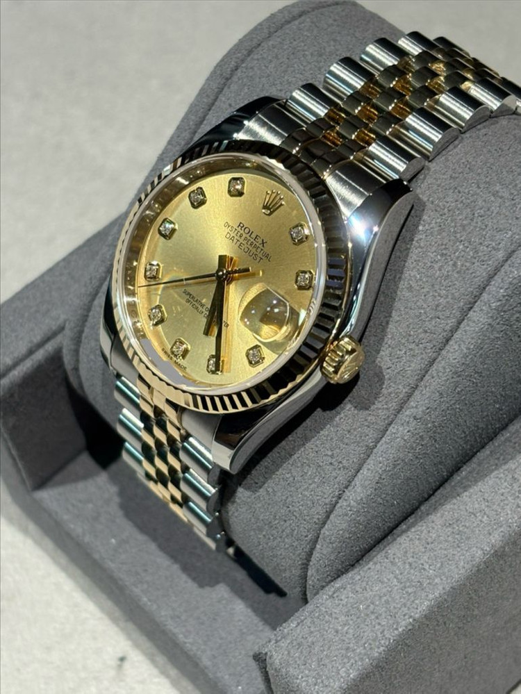 롤렉스 데이트저스트 36 옐로골드 콤비 샴페인 다이아몬드 이미지