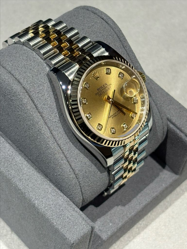 롤렉스 데이트저스트 36 옐로골드 콤비 샴페인 다이아몬드 이미지