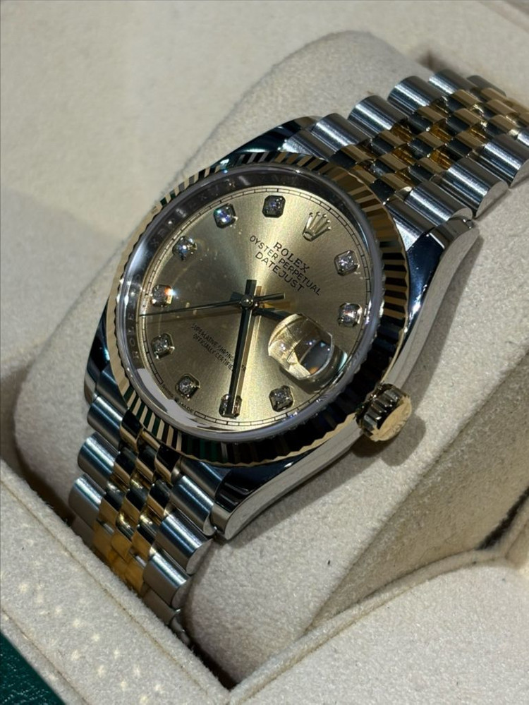 롤렉스 데이트저스트 36 옐로골드 콤비 샴페인 다이아몬드 이미지