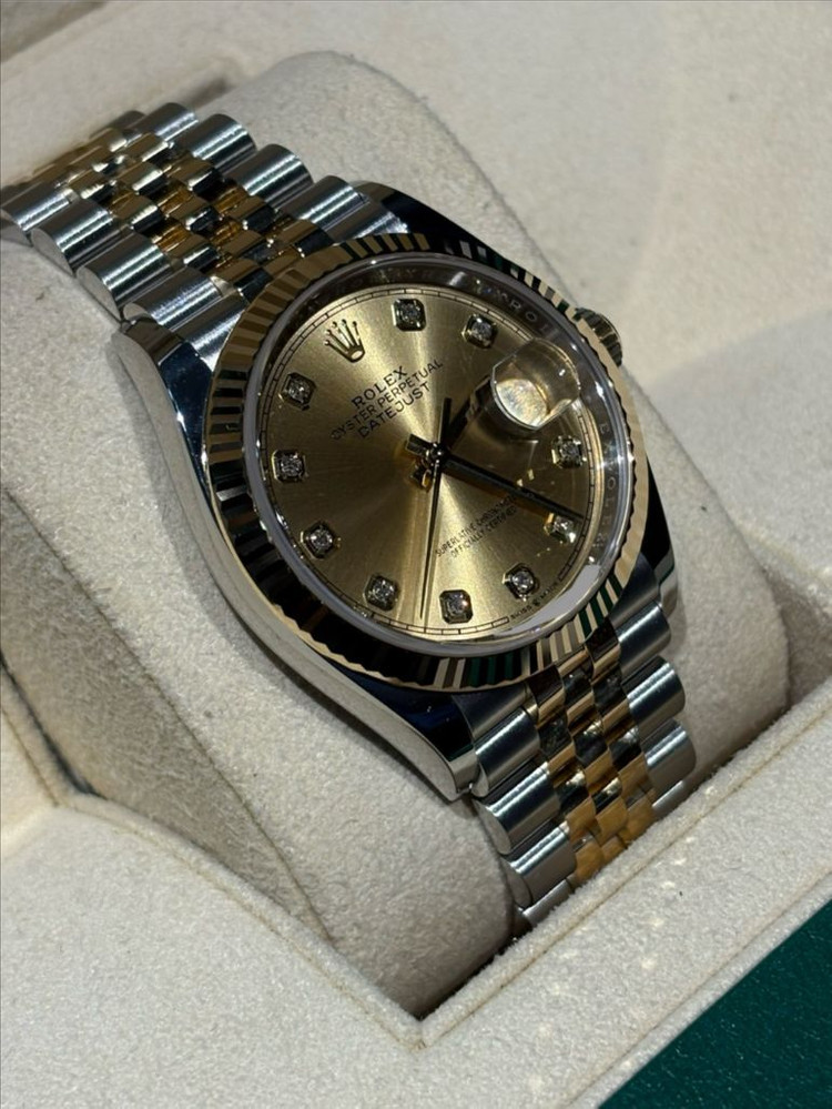 롤렉스 데이트저스트 36 옐로골드 콤비 샴페인 다이아몬드 이미지