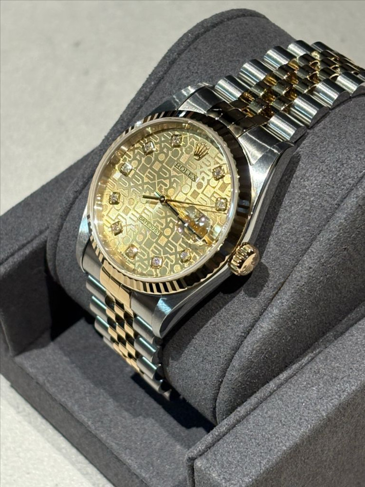 롤렉스 데이트저스트 36 옐로골드 콤비 샴페인 쥬빌리 다이아몬드 이미지