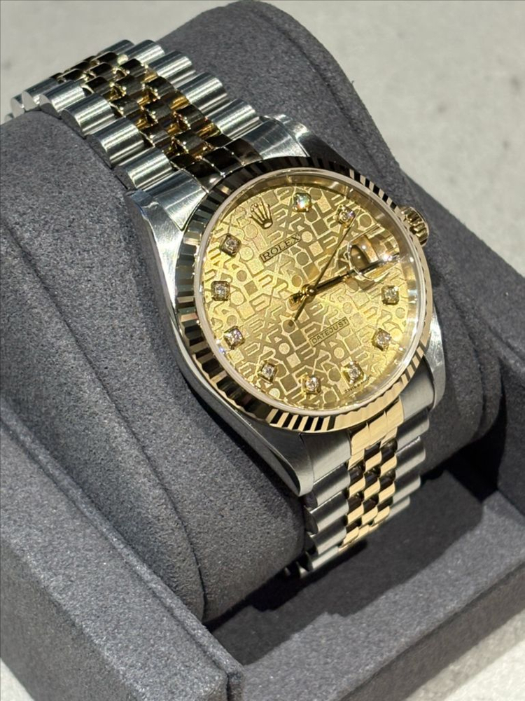 롤렉스 데이트저스트 36 옐로골드 콤비 샴페인 쥬빌리 다이아몬드 이미지