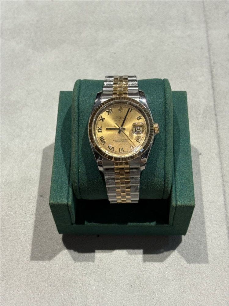 롤렉스 데이트저스트 36 옐로골드 콤비 샴페인 로만 이미지