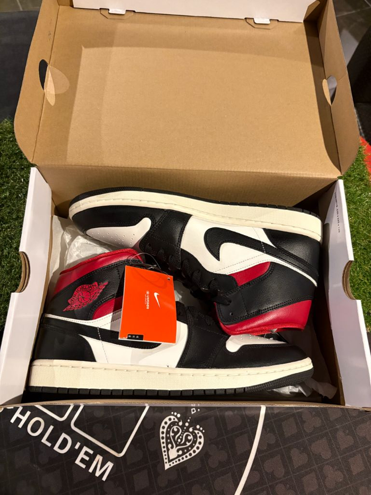 [새상품/w285] 나이키 조던1미드 블랙 짐레드 이미지