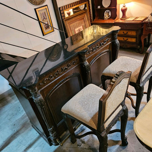 MADE IN USA 미국 엔틱 대리석 바테이블.바체어 세트 이미지