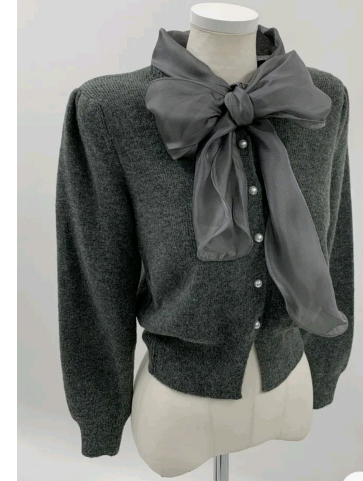 실크리본 가디건--2