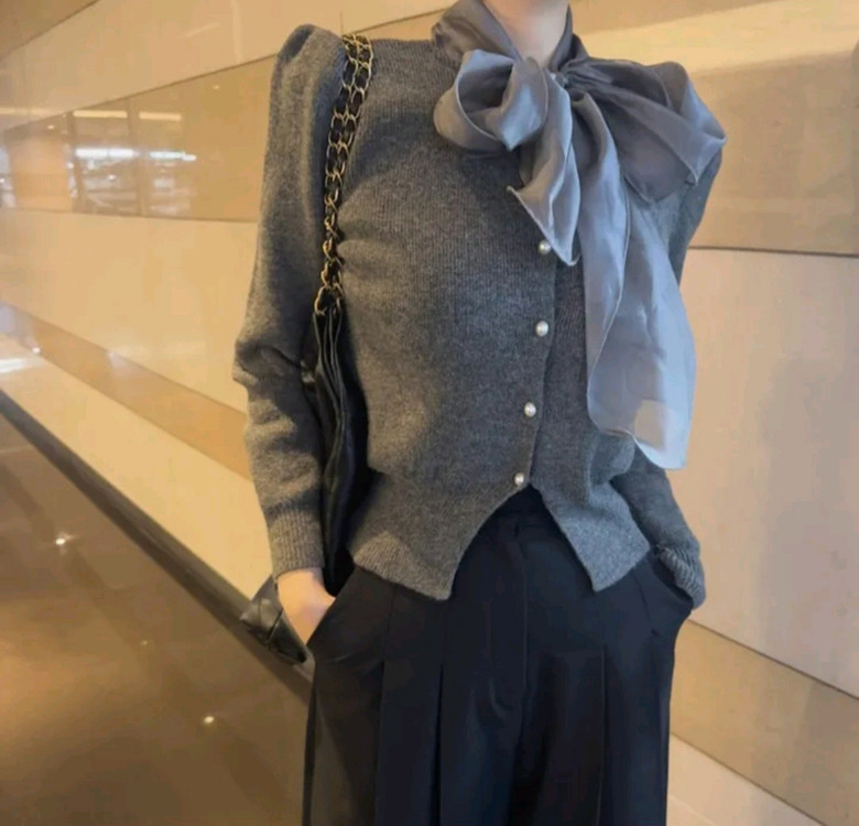 실크리본 가디건--4