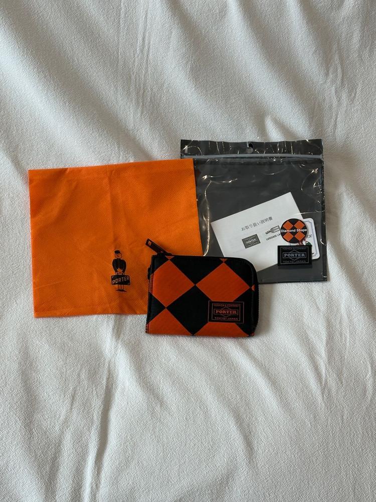 요시다 포터 다이아몬드 체크 패턴 카드 지갑 이미지