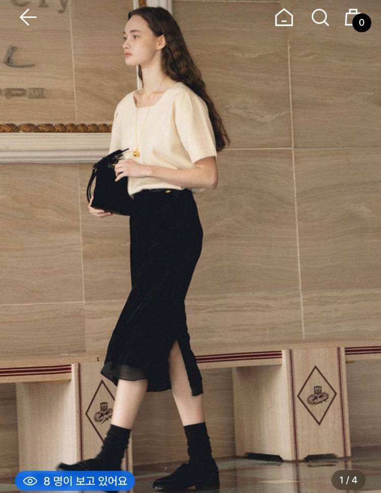 언에디트 unedit 벨벳 레이어드 스커트 블랙 스몰--1