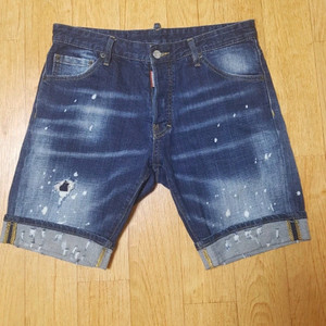 (정품,거의새옷)디스퀘어드2 남성 데미지 워싱 페인팅 반바지,허리33~34 남녀공용