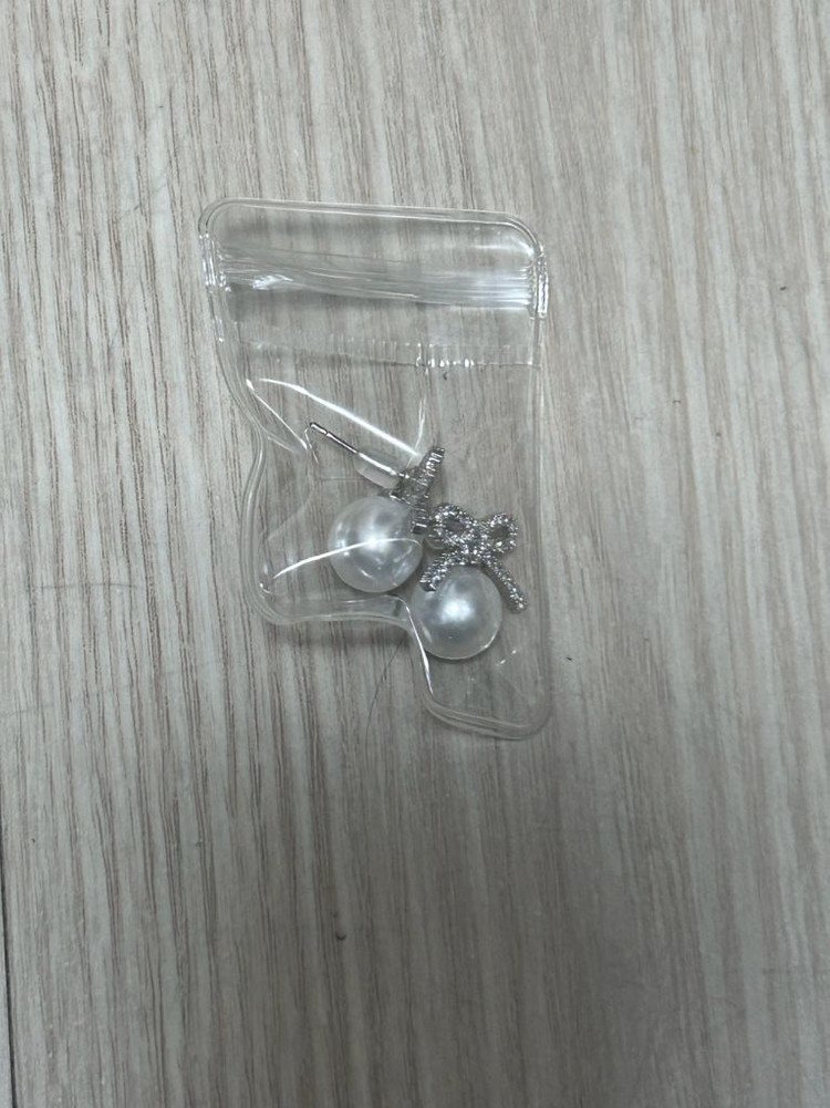 리본 진주 귀걸이--2