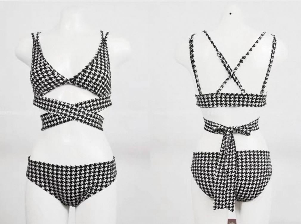 체크 하운드 비키니 수영복--7