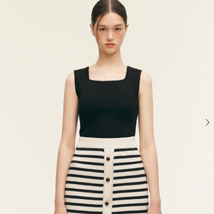 시에 sie 플레인 스퀘어넥 슬리브리스 - 블랙