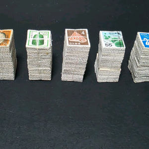 오래된 일본 우표 사용제 25 다발(2500장) 일괄. 이미지