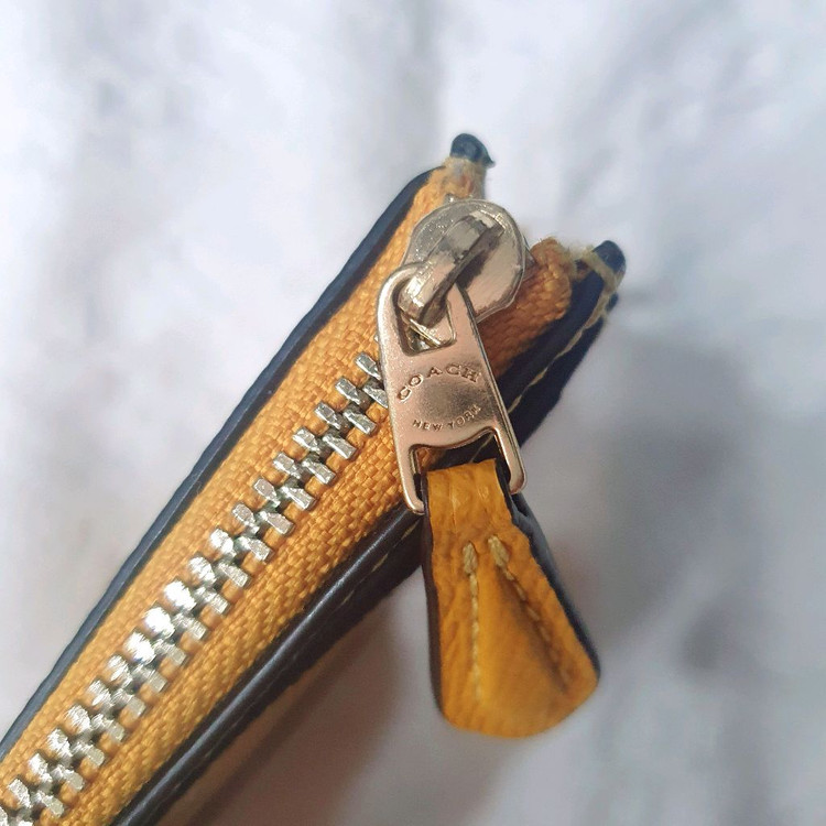 코치 카드지갑 키링 노랑--5