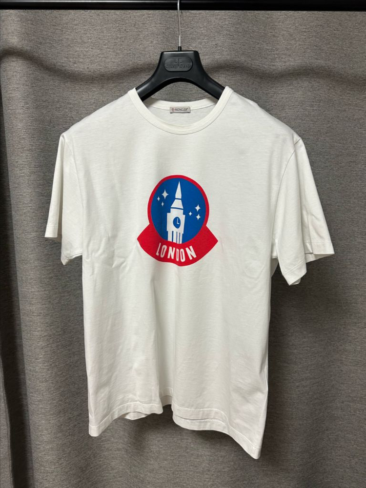 몽클레어 빅로고 프린팅 반팔 화이트 (XL)--0