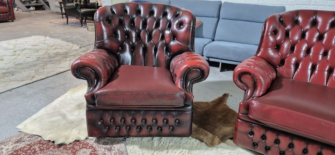 영국 체스터필드 최고급 전체 천연가죽 3+1+1인소파 이미지