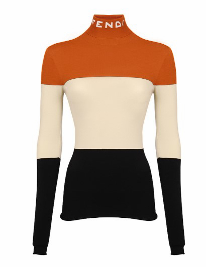 펜디 (FENDI) 스트라이프 블록 하이넥 니트 - 미착용 새상품--3