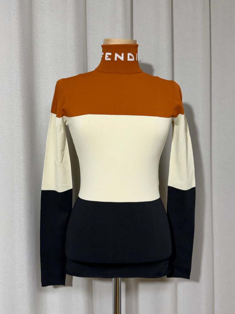 펜디 (FENDI) 스트라이프 블록 하이넥 니트 - 미착용 새상품--4