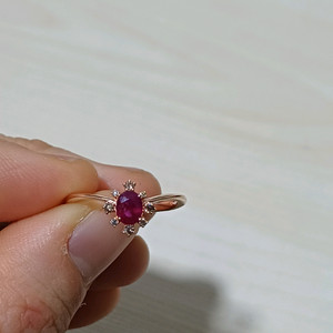 도로시 14K 레이디시 천연루비 다이아몬드 반지 10호