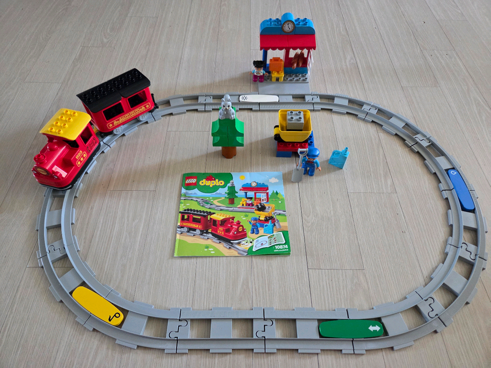 레고 듀플로 기차 10874 증기기관차 +10872 확장레일--1