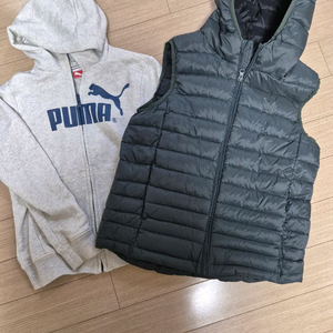 푸마 후드집업140스텝키즈패딩 조끼 140 일괄 이미지