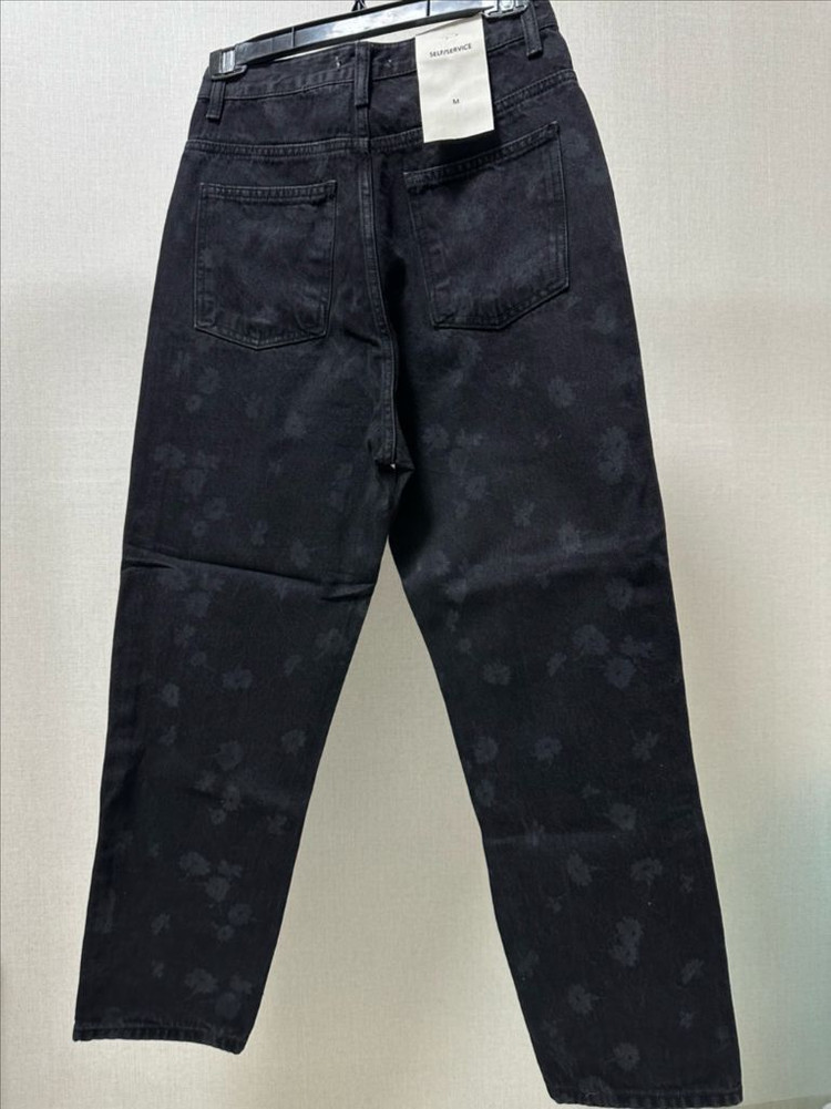 (새상품) SELF/SERVICE 블랙 플라워 데님--3