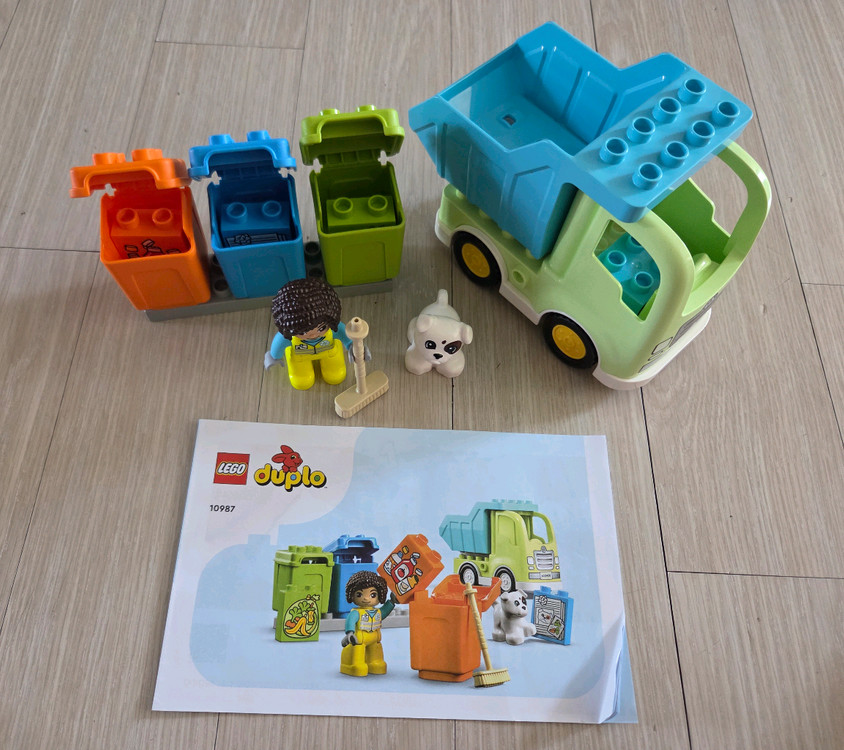레고 듀플로 10987 쓰레기차 +10945 청소트럭--1